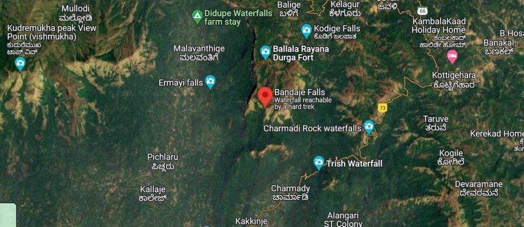 Bandaje Falls Location